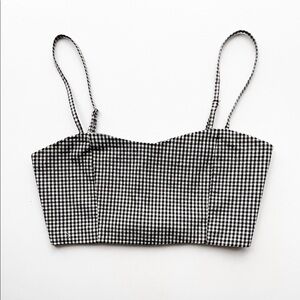 Brandy Melville Black and White Gingham Crop Top